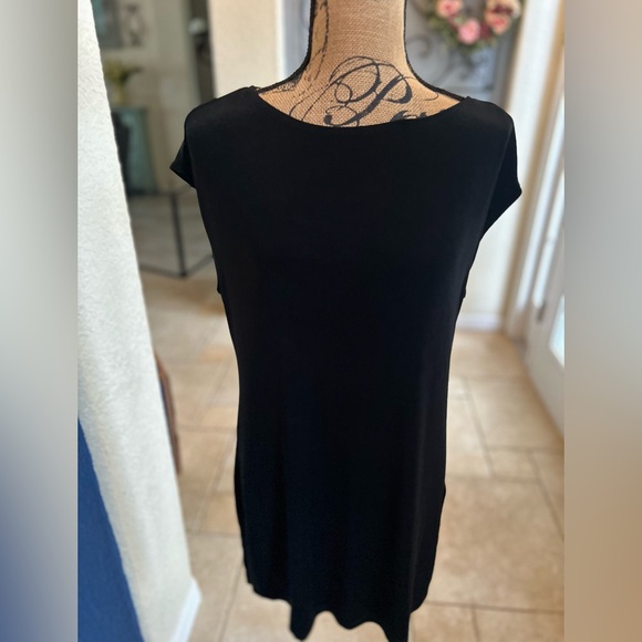 Chico's Travelers Classic Black Side Split Tank Top Knitted Tunic Size 2 Large - Picture 3 of 15